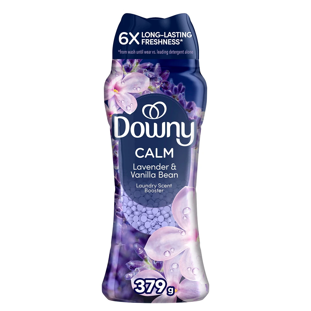Perles rehausse-parfum pour lessive Downy Calme, perles parfumées pour la lessive, fraîcheur longue durée, parfum Lavande apaisante et gousse de vanille