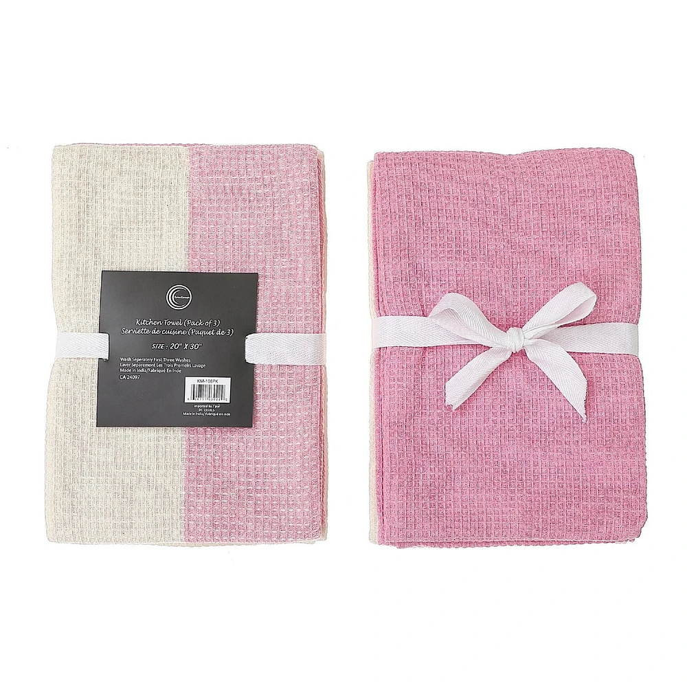 Jeu De Serviettes De Cuisine À Double Gauftration Double (Blush) - Ensemble D'Attente D'Images