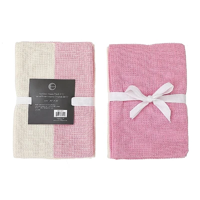 3 Pack Dual Waffle Kitchen Towel Set (Blush)