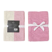 Jeu De Serviettes De Cuisine À Double Gauftration Double (Blush) - Ensemble D'Attente D'Images