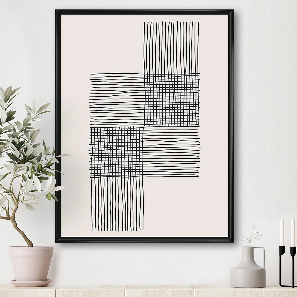 Designart Compositions Géométriques Minimales De Formes Élémentaires XIX ART MURAL À CADRE FLOTTÉ