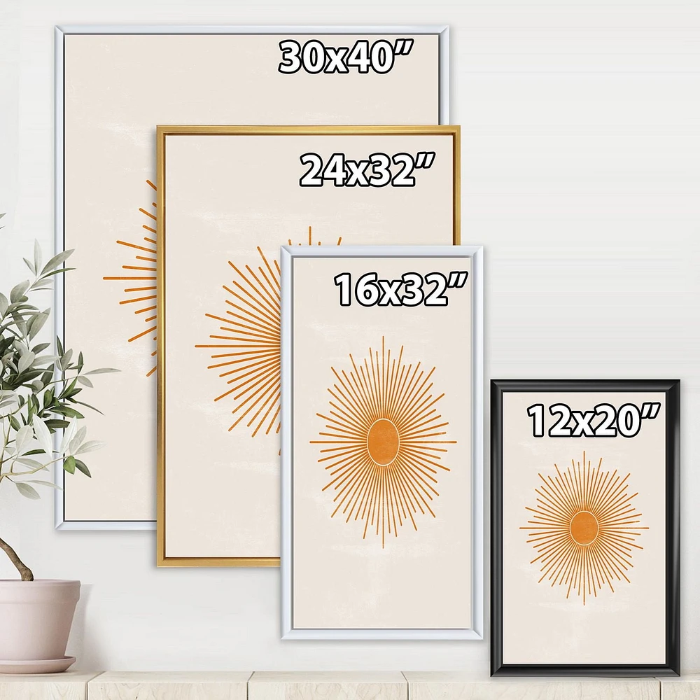 Designart Imprimé soleil orange II ART MURAL À CADRE FLOTTÉ