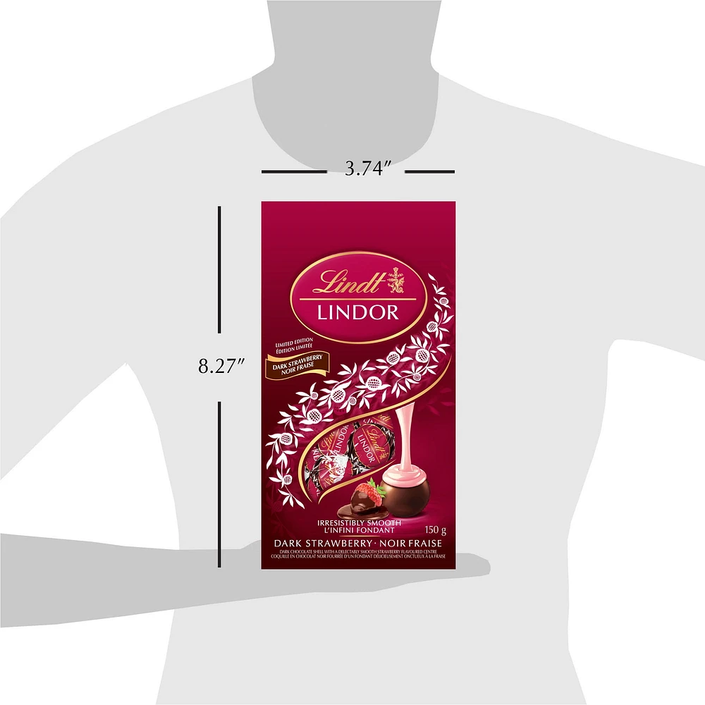 Lindt LINDOR Dark Chocolate Strawberry Truffles, 150-Gram Bag, 150 g