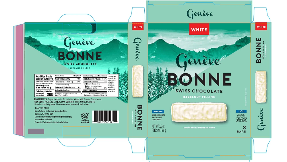 Geneve Chocolate Bars White Mini 3pk KPY 100g