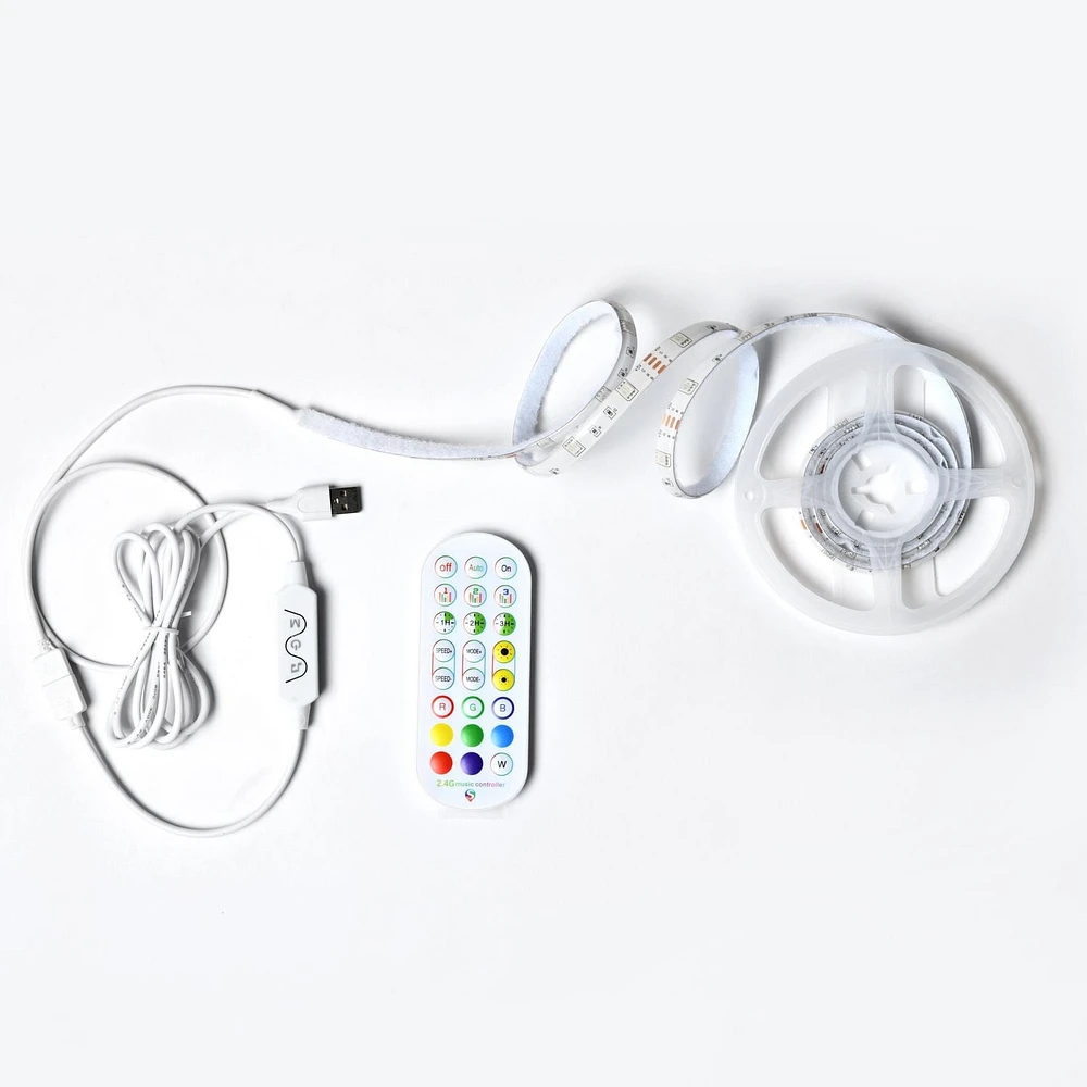 Homy Casa Lit Plateforme Rembourré avec Éclairage LED, Station de Charge USB, Tête de Lit Réglable, Sans Sommier Requis