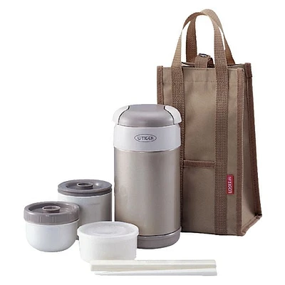 Tiger LWR-A092NN Stainless Steel Lunch Box With Microwavable Containers  0.9L
