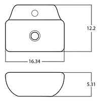 American Imaginations AI- 16,34 pouces Ensemble de vasque blanc au-dessus du comptoir W pour robinet central à 1 trou