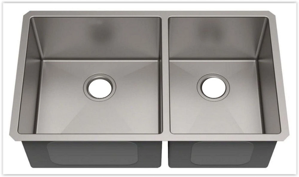 American Imaginations AI-29361 29 pouces Évier de cuisine en nickel brossé approuvé par W CUPC avec finition en nickel brossé et calibre 18