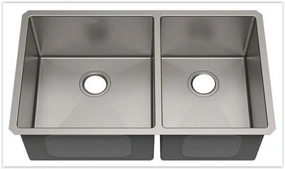 American Imaginations AI-29361 29 pouces Évier de cuisine en nickel brossé approuvé par W CUPC avec finition en nickel brossé et calibre 18