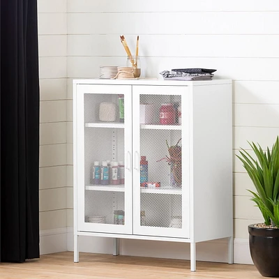 South Shore Crea Metal Mesh 2 Door Accent Cabinet Pale Yellow