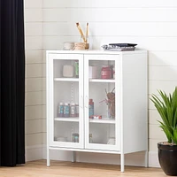 South Shore Crea Metal Mesh 2 Door Accent Cabinet Pale Yellow
