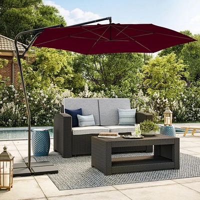 Parasol de patio inclinable en porte-à-faux résistant aux UV avec cadre en acier de 10 pieds Solward