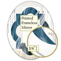 Designart 'Splash Blue Indigo' Miroir mural ovale moderne - Quatrefoil 24x36