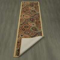 Tapis contemporain à motif de feuilles et à sous-couche en caoutchouc de la collection Ottohome