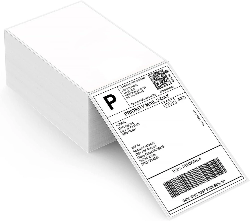 MUNBYN Thermal Direct Shipping Label (Pack of 500 4x6 Per Fanfold Labels)