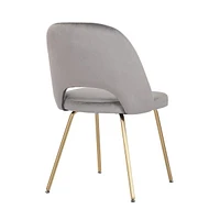 Take Me Home Alice Velvet Dining Chair, Gray seat and Gold Legs.