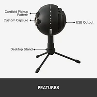 Blue Snowball iCE Plug 'n Play USB Microphone for Recording, Streaming, Podcasting, Gaming on PC and Mac, with Cardioid Condenser Capsule, Adjustable Desktop Stand and USB cable - Black