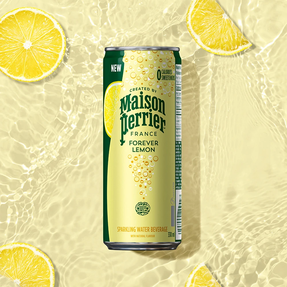 Maison Perrier Infiniment Citron, boisson à l’eau pétillante, arôme naturel de citron, sans calorie, sans édulcorant, sans sodium, recueillie et embouteillée en France 2.6 L