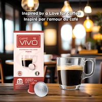 Caffè VIVO Espresso Italiano Forte (10-pack Nepresso Compatible Capsules), Intensity:12