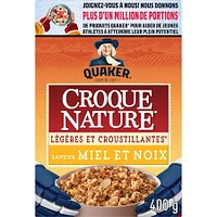 Quaker Céréales granola Croque Nature Légères et croustillantes Saveur Miel et noix 400g