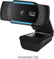 Adesso Cybertrack H5 1080p Hd USB Autofocus Webcam with Microphone, 1920 Pixels X 1080 Pixels, 2.1 Mpixels, Black