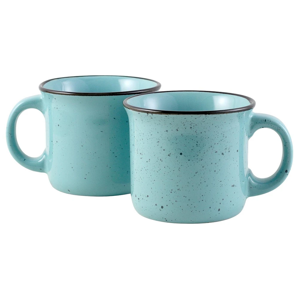 Plat principal bleu glaçuré point noir soupe 16OZ Mug Glace de couleur avec grès