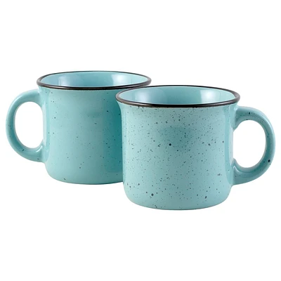Plat principal bleu glaçuré point noir soupe 16OZ Mug Glace de couleur avec grès