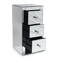 Nightstand, Nightstand, Mirrored Nightstand, Bedroom Nightstand, MDF Nightstand, Mirrored Bedside Table, Three Drawer Nightstand, Mirrored Nightstand with Clear Knobs