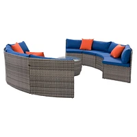 Ensemble modulaire de patio Parksville - Fini gris mélangé / Coussins bleu Oxford 5pc