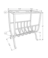 Monarch Specialties Accent Table, Side, End, Magazine, Nightstand, Narrow, Living Room, Bedroom, Metal, Tempered Glass, Black, Clear, Transitional