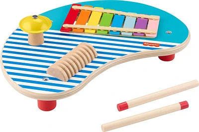 Fisher-Price-Table musicale en bois avec instruments de percussion