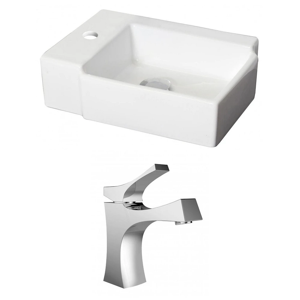 American Imaginations 16.25-in. W Above Counter White Bathroom Vessel Sink Set For 1 Hole Left Faucet AI-15201