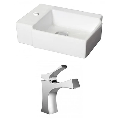 American Imaginations 16.25-in. W Above Counter White Bathroom Vessel Sink Set For 1 Hole Left Faucet AI-15201