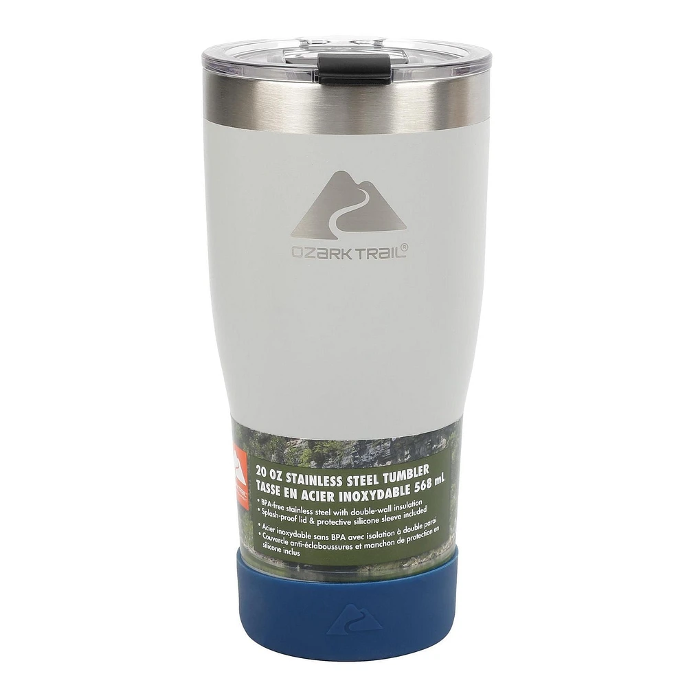 Ozark Trail Stainless Steel Vacuum Tumblers, 20oz, Grey, Camping drinkware
