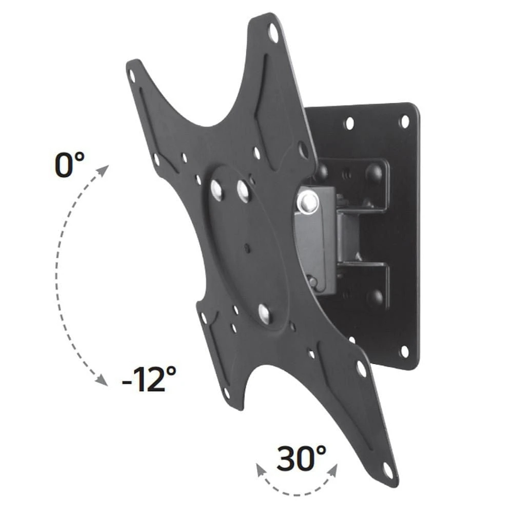 Techly 19" to 37" Tilt & Swivel LCD/LED TV Wall Mount - Tilt +/-15° - Swivel 30° - VESA up to 200x200 mm - Holds up to 25 kg - Black