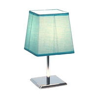 Simple Designs Mini lampe de table chromée avec abat-jour carré en tissu Empire