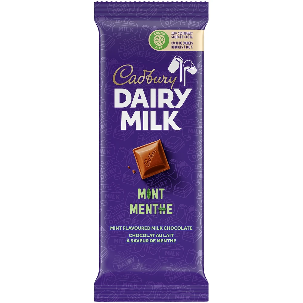 Cadbury Dairy Milk, Mint, Mint Flavoured Milk Chocolate, Chocolate Bar, 100g