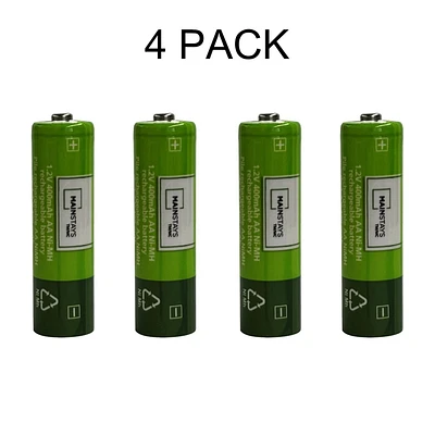 Mainstays Solar Rechargeable 400mAh AA Nickel Metal Hydride Batteries, 4 Count