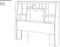 Dossier de lit haut à profil incliné et compartiments de Prepac pour lit double ou grand lit en expresso