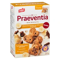 Praeventia Brisures de Chocolat Noir 70% Cacao et Bananes Mini Biscuits 210g/7 sachets