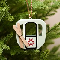 Holiday Time Winter Chalet Metal Ski Gondola Ornament, Blue