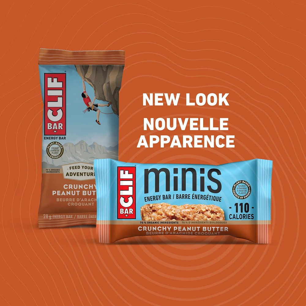 CLIF BAR, Mini Crunchy Peanut Butter Energy Bar, 70% Organic Ingredients, No Artificial Flavours, 28 g (Pack of 10)