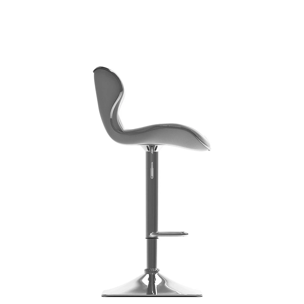 CorLiving Remi Lot de 2 tabourets de bar carrés pivotants réglables en similicuir moderne - Tabourets de bar de cuisine avec dossier - Ensemble de tabourets de bar parfait pour la maison - Base sur pi