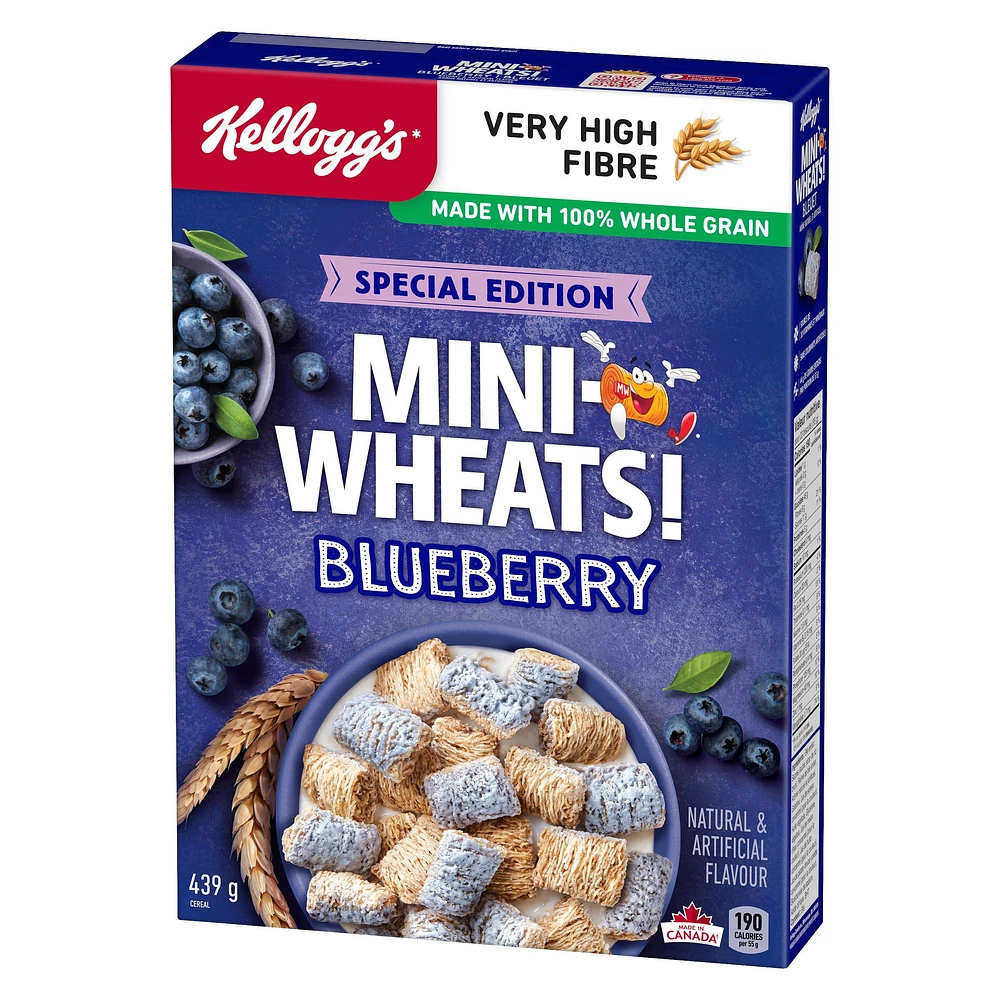 Kellogg's Mini-Wheats Cereal, Blueberry Flavour 439 g, Special Edition