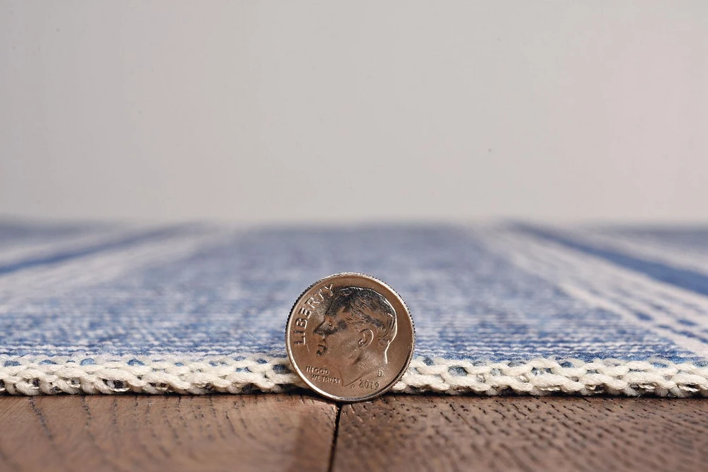 Tapis lavable Wallen 5 pi x 7 pi ivoire et bleu
