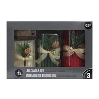 Hometrends Ensemble de bougies DEL cannelées avec feuillage