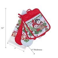 Ensemble de Cuisine de Noël 5 Pièces Couple de Bonhommes de Neige