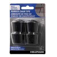RUBBER CHAIR TIPS 1" BLACK 4PC, CHAIR TIP 1 BLK 4P