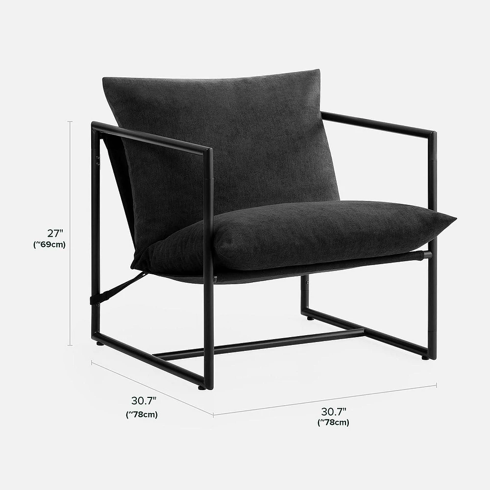 ZINUS Aidan Sling Fauteuil d'appoint avec cadre en métal avec rembourrage en mousse déchiquetée, garantie 1 an