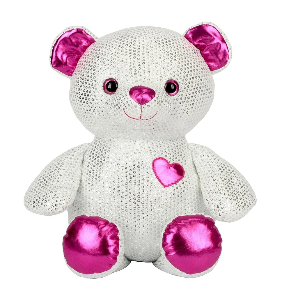 Jouet rembourré en forme d'ours Way to celebrate! en sequin doux de couleur argent